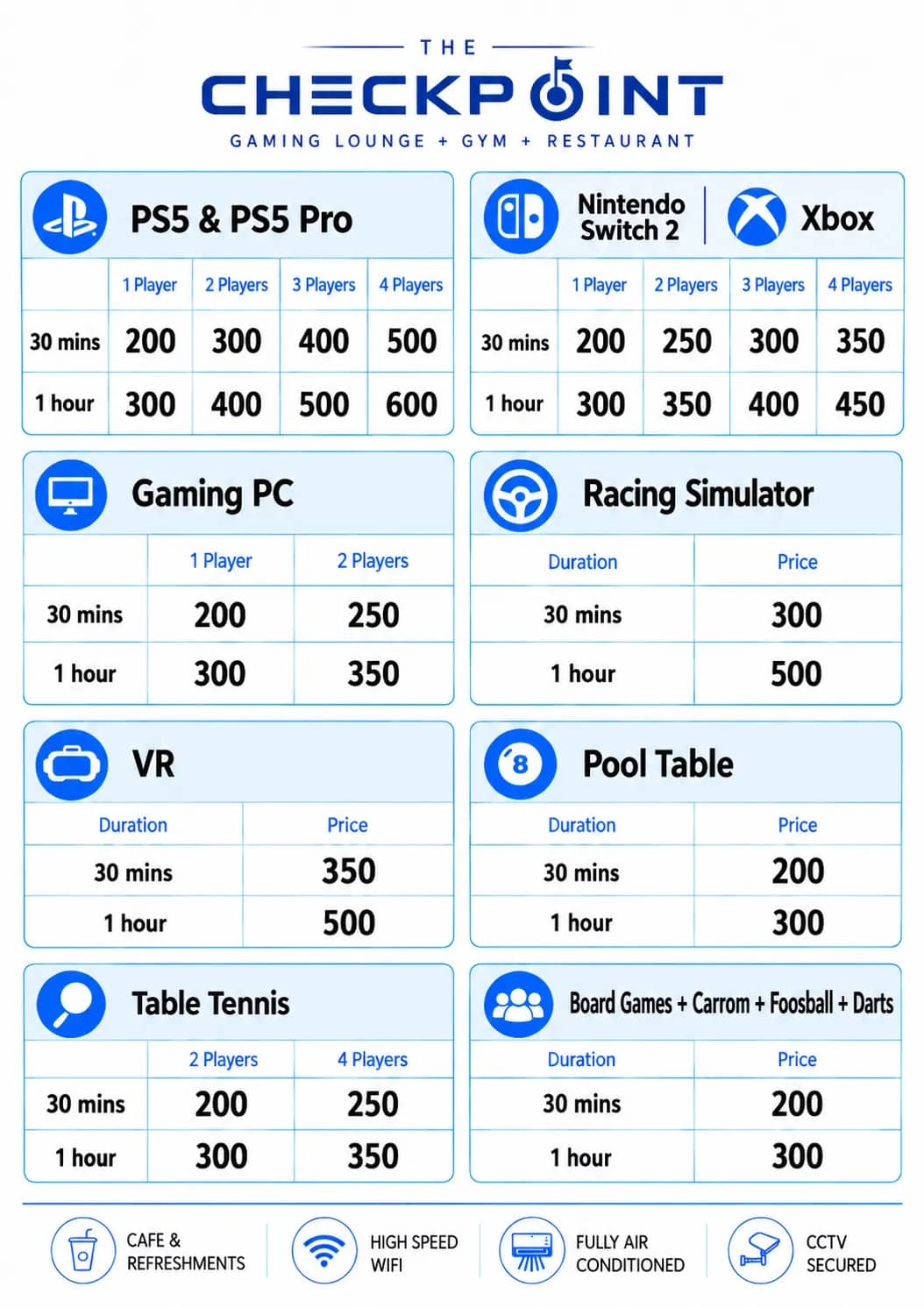 The Checkpoint gaming prices and session rates in Bashundhara Dhaka